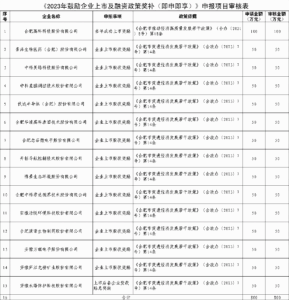 《2023年激勵(lì)企業(yè)上市融資政策獎(jiǎng)補(bǔ)（即申即享）》申報(bào)項(xiàng)目公示